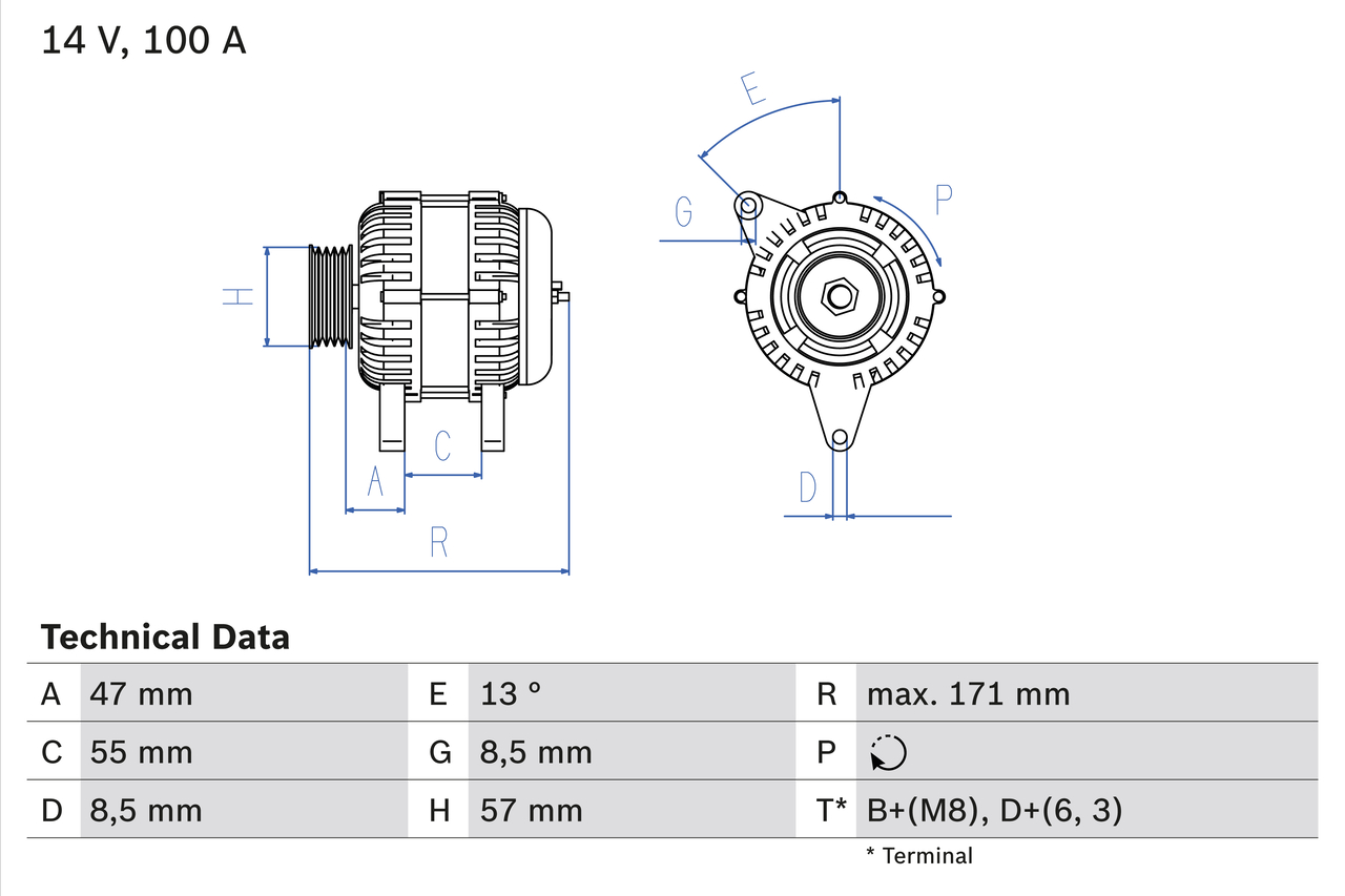 Generator Byttedel 12V/100A